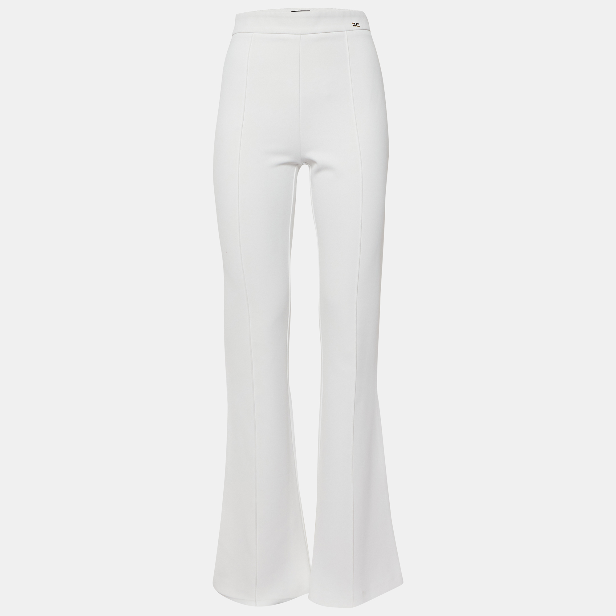 Elisabetta Franchi White Crepe Wide-Leg Pants M