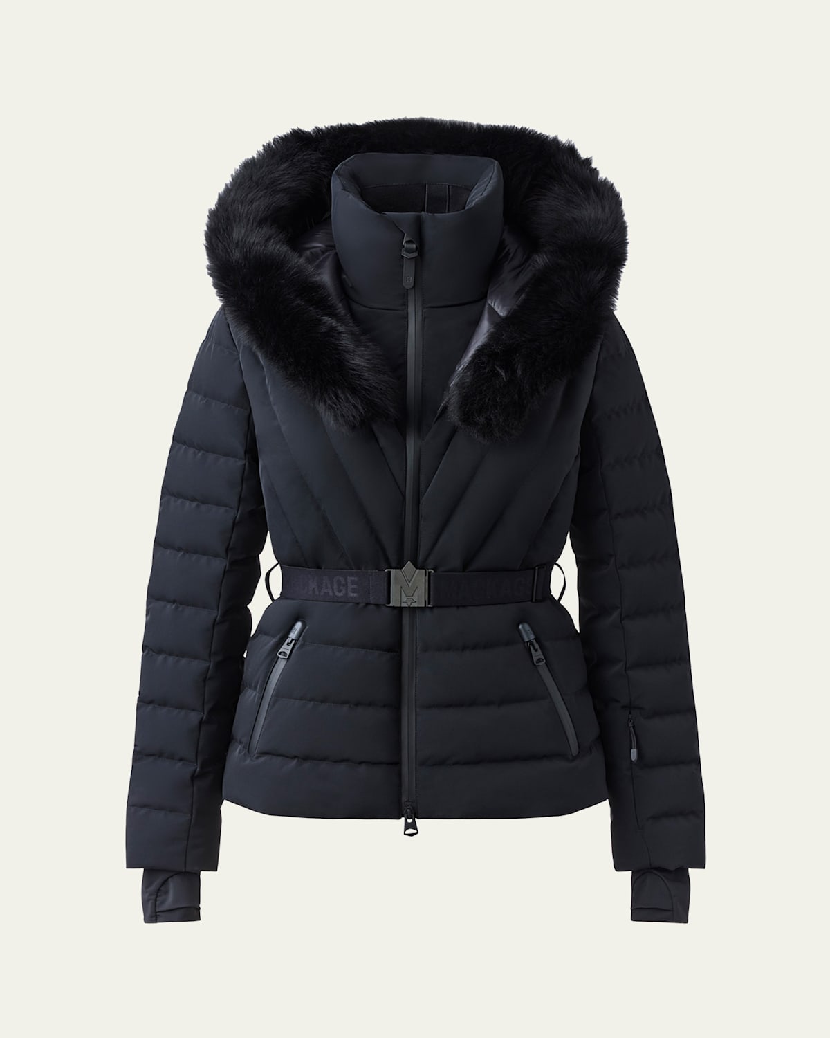 Elita Down Ski Jacket with Removable Shearling Trim