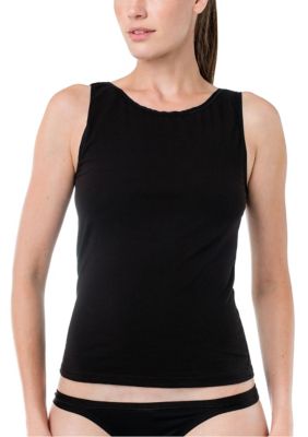 Elita Women's Cotton Camisole-High Neckline, Black