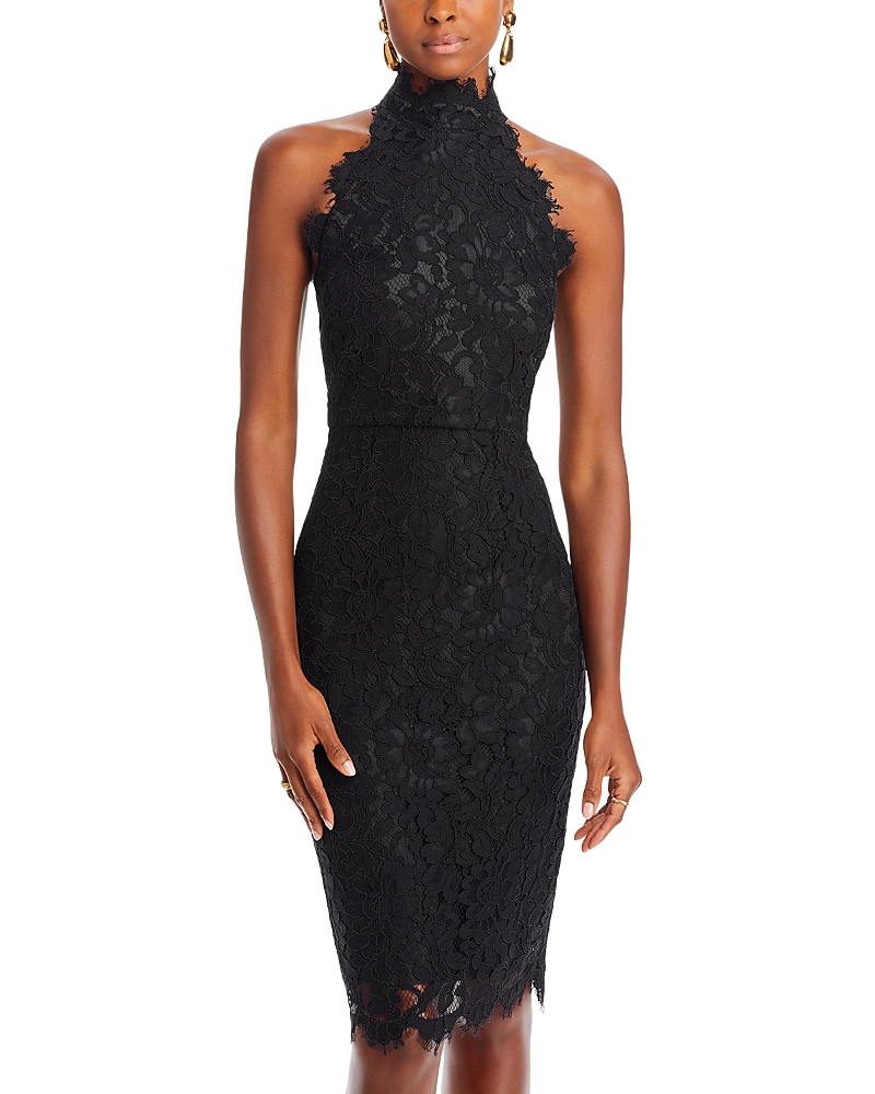 Eliza J Halter Mock Neck Lace Dress