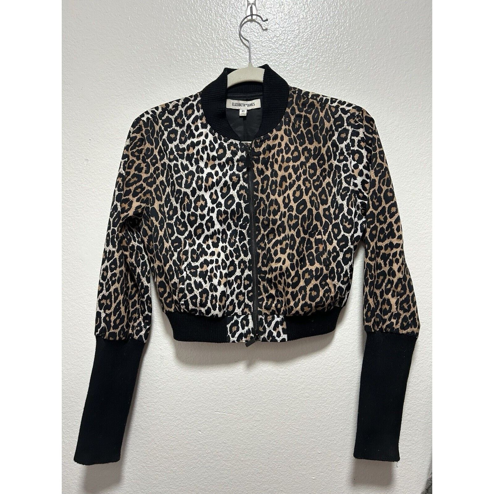 Elizabeth And James Leopard Print Bomber Jacket Size Xs in Brown, Women's