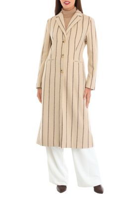 Ellen Tracy Women's Longline Pinstripe Tailored Coat, Small