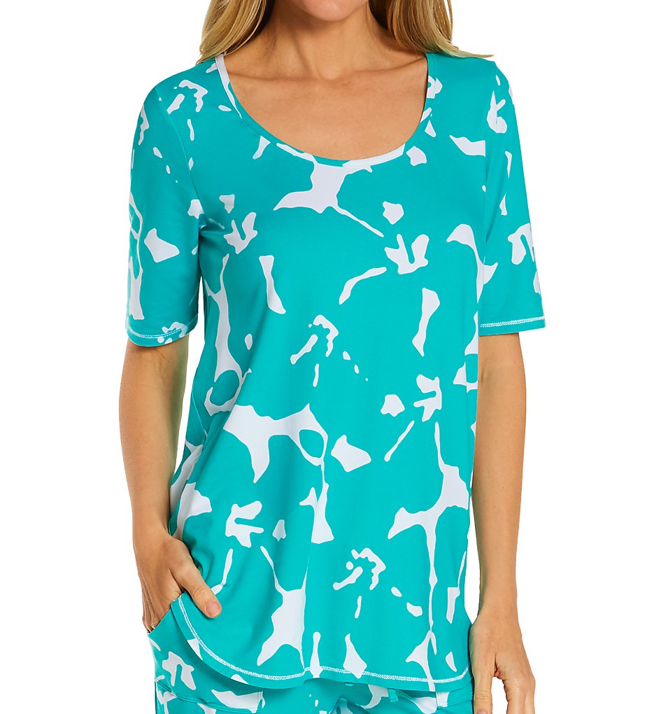 Ellen Tracy Women's Printed Tunic Top in Hibiscus | Size Small | HerRoom.com