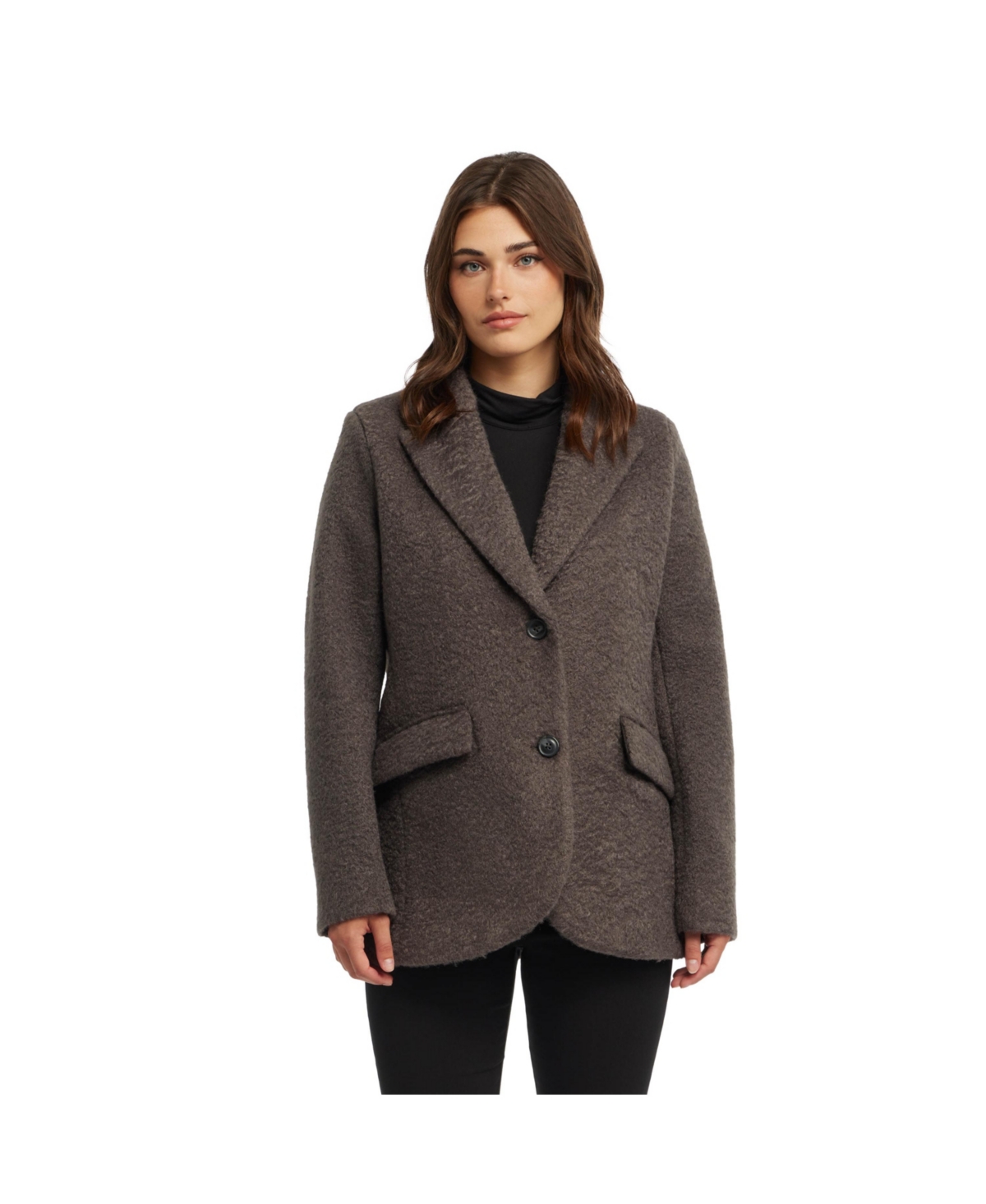 Ellen Tracy Women's Wave Boucle Tailored Coat - Charcoal