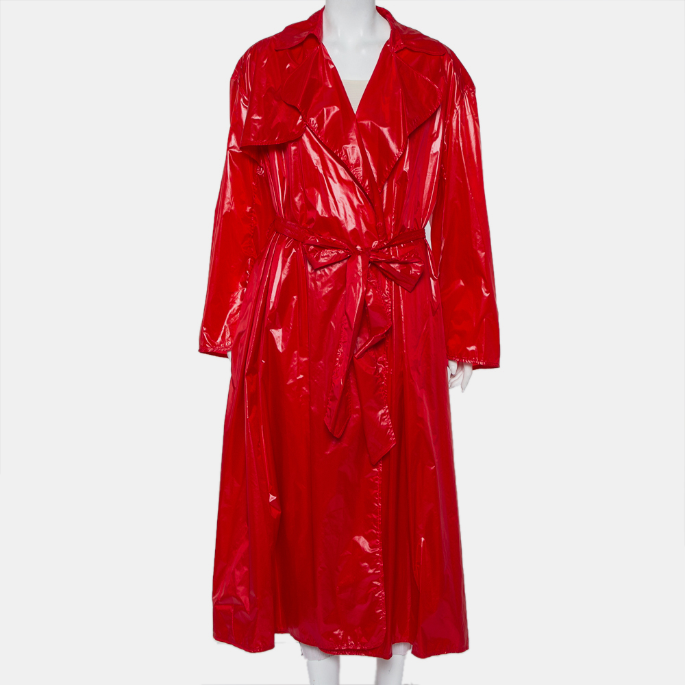 Ellery Red Synthetic Belted Le Strange Trench Coat M