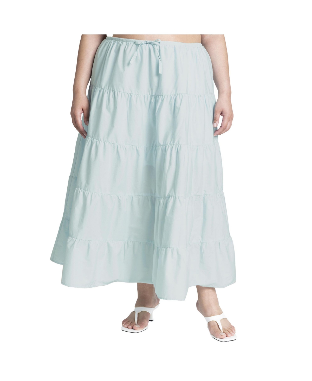 Eloquii Women's Plus Size Tiered Maxi Skirt - Starlight blue