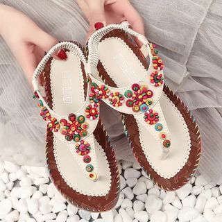 Embellished Flat Flip-Flops