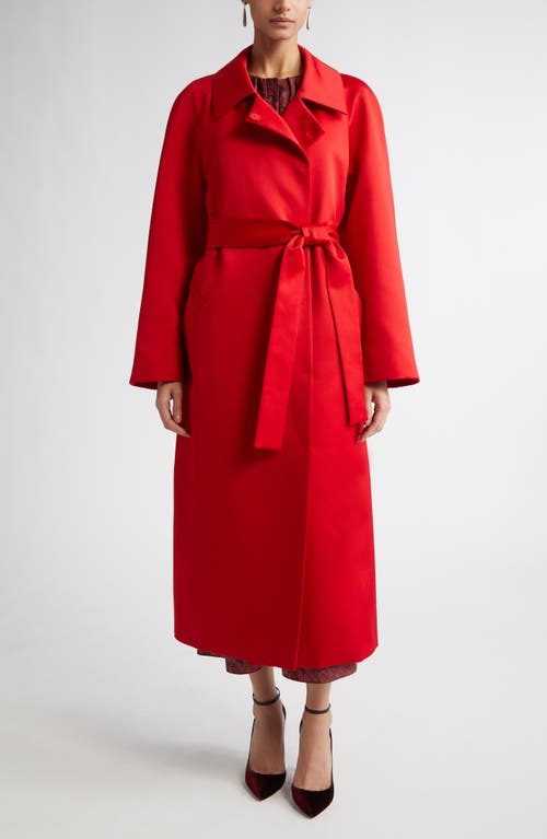 Emilia Wickstead Hasina Double Satin Trench Coat in Bright Red at Nordstrom, Size Small