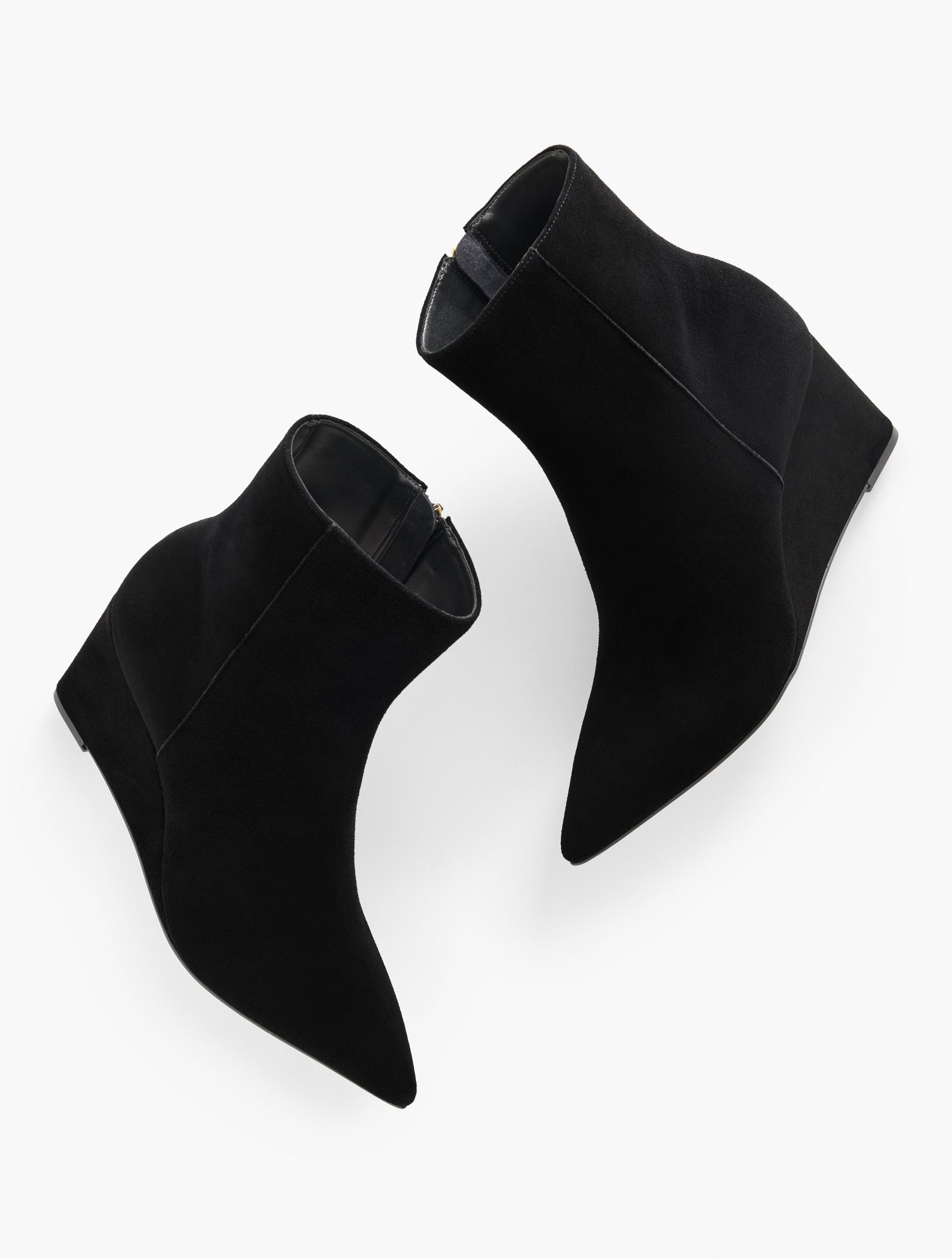 Emma Suede Wedge Bootie - Black - 5M Talbots