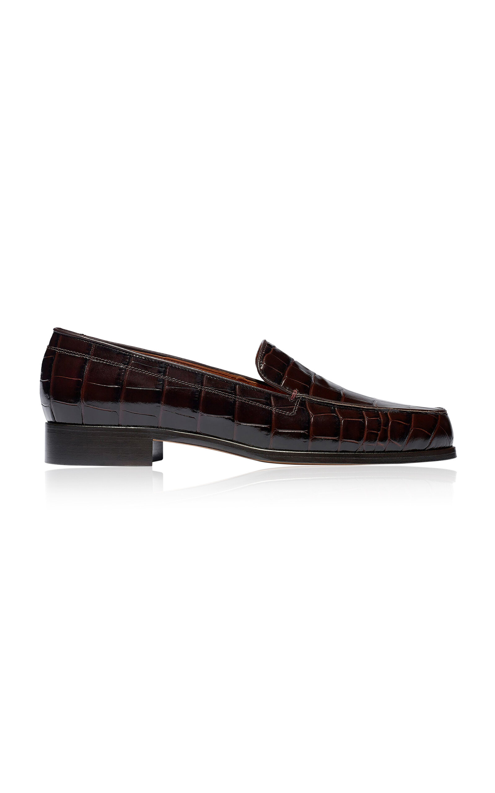 Emme Parsons - Danielle Croc-Effect Leather Loafers - Brown - IT 36 - Moda Operandi