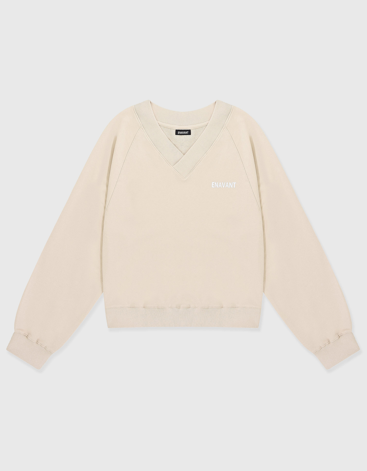 Enavant Dylan V-neck Sweatshirt-coconut beige - S