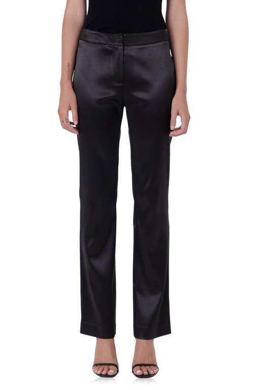 Endless Rose Mid Rise Flared Satin Trousers in Black at Nordstrom, Size X-Small