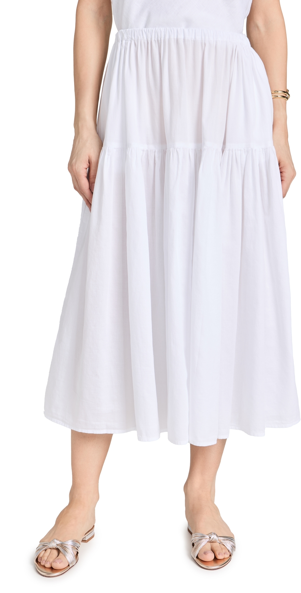 Enza Costa Cool Cotton Tiered Skirt White 4