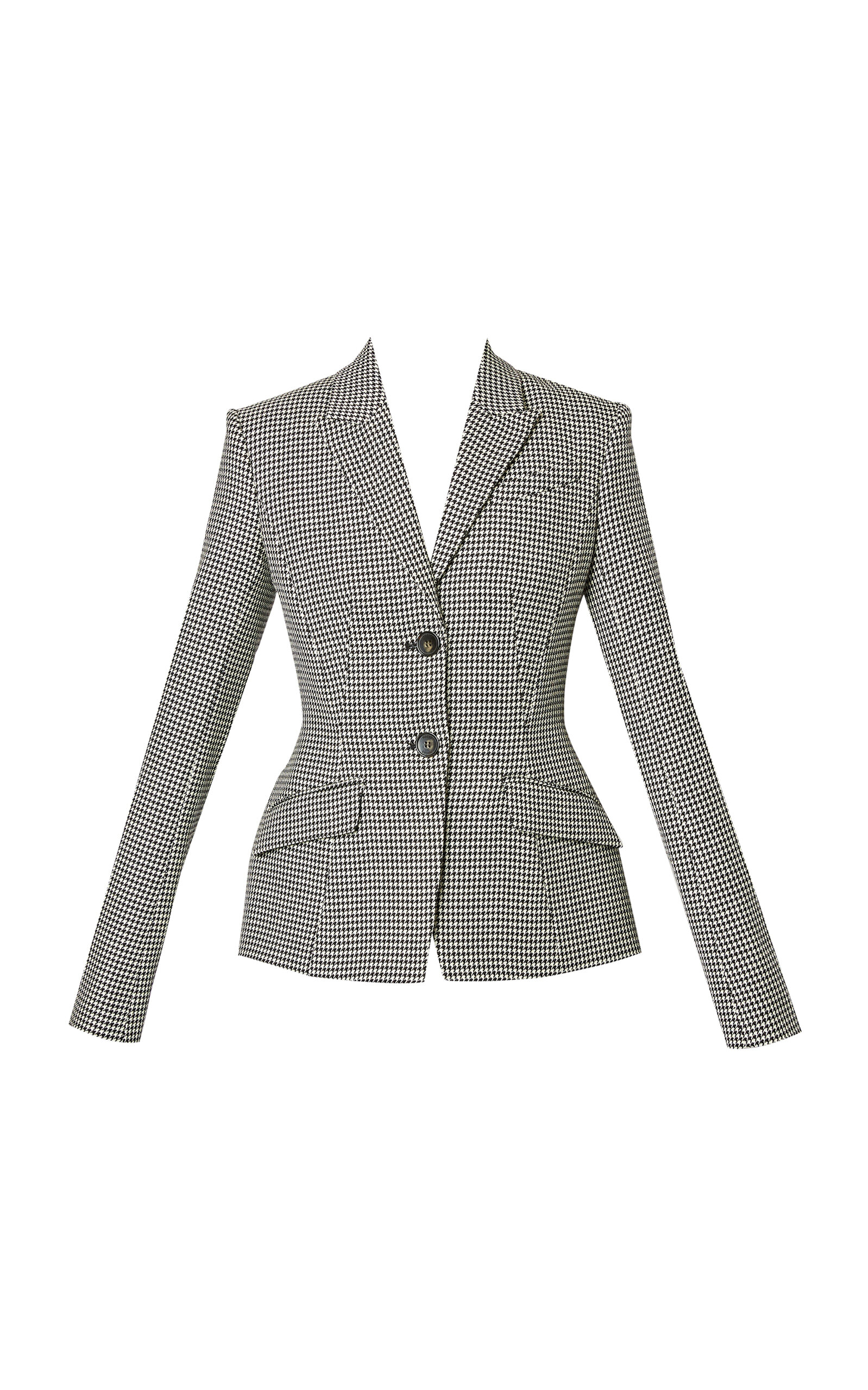 Erdem - Wool Houndstooth Blazer - Black/white - UK 8 - Moda Operandi