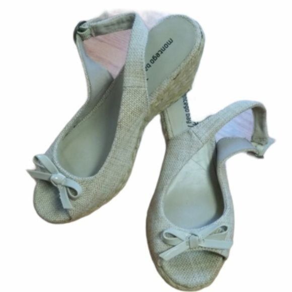 Espadrilles Wedges Montego Bay Club Shoes Slingback Women's in Beige (Size 6.5)