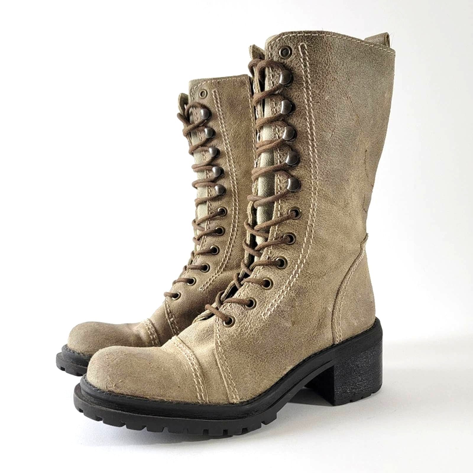 Espirit Vintage 90's Grunge Combat Chunky Platform Boots - 7 in Tan, Women's