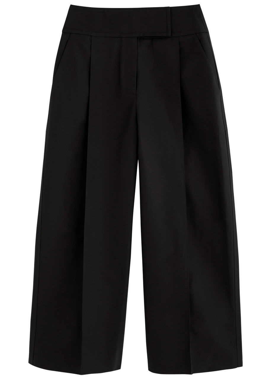 Esse Studios Juna Cropped Wide-leg Cotton Trousers - Black - 8 (UK8 / S)