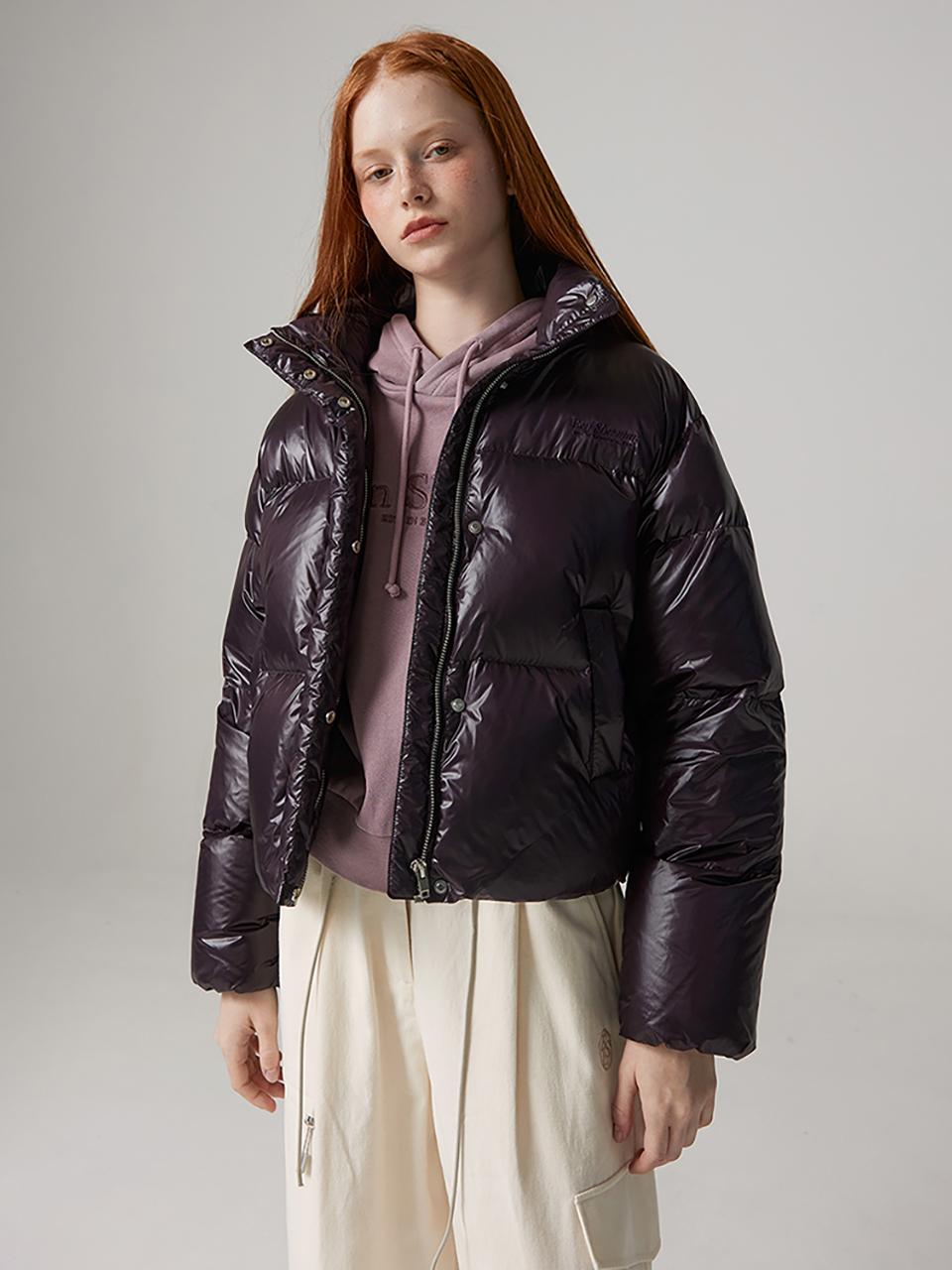 Essential Cropped Down Padded Jacket Dark Purple