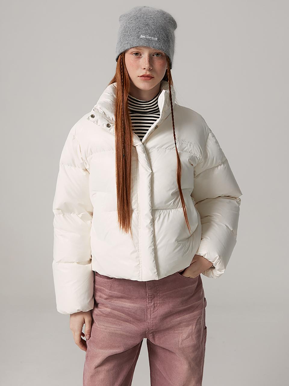 Essential Cropped Down Padded Jacket Ecru