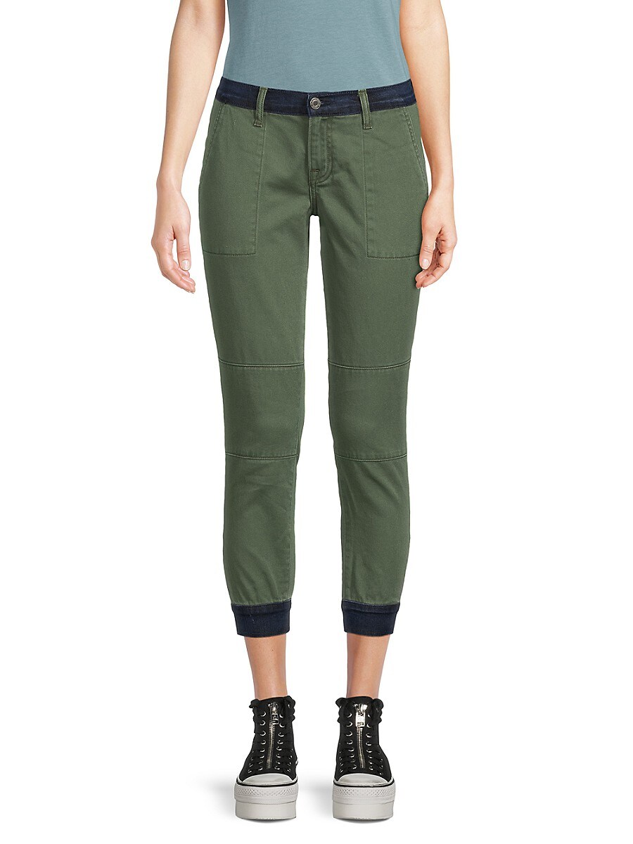 Etienne Marcel Women's Two Tone Cropped Joggers - Military - Size 24 (0)