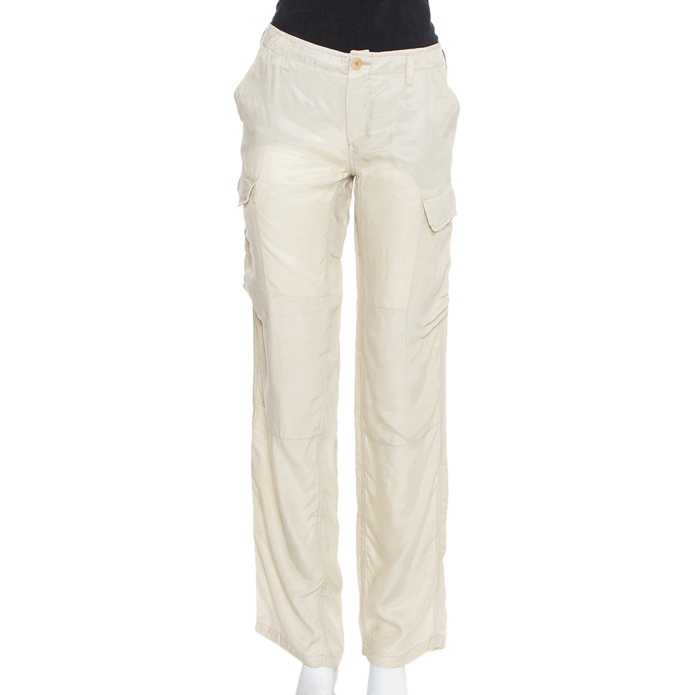 Etro Beige Cupro Cargo Trousers M