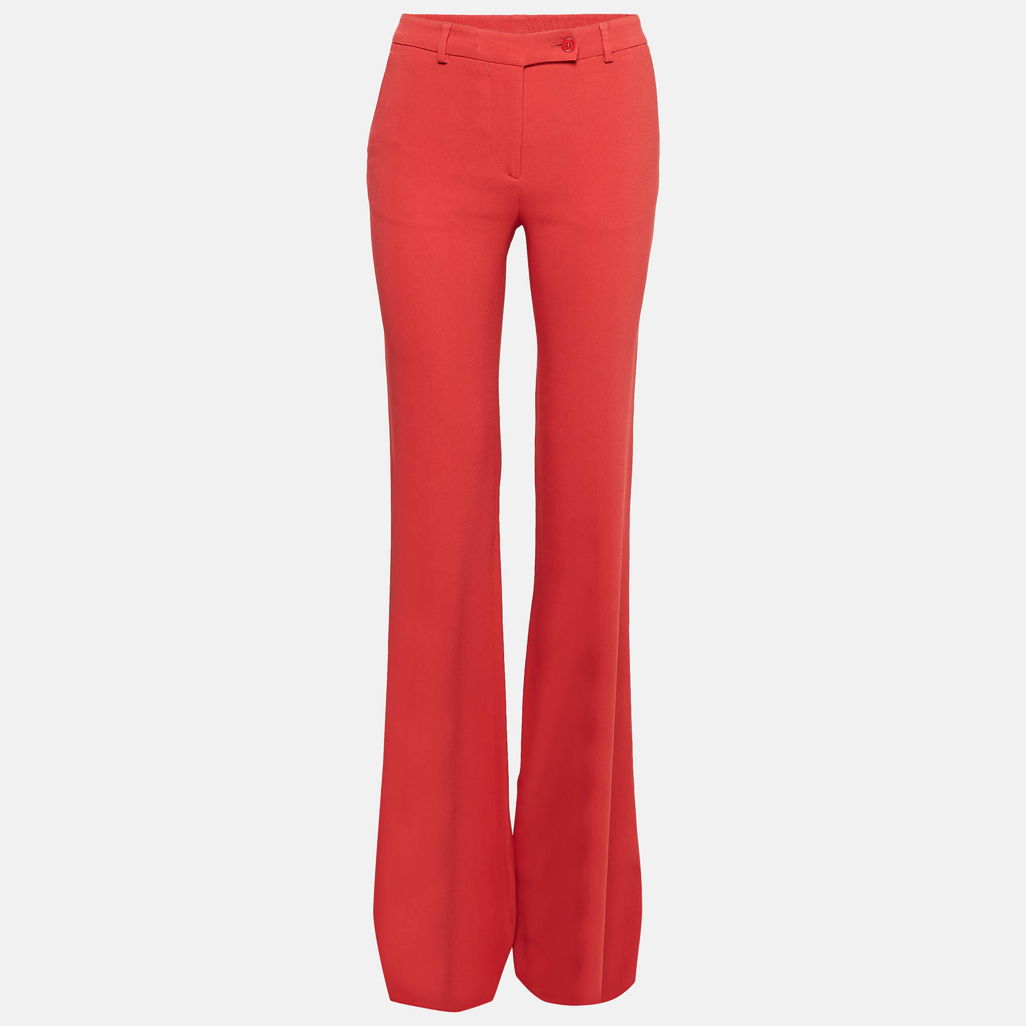 Etro Red Crepe Flared Trousers M