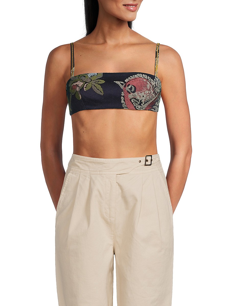 Etro Women's Embroidered Crop Top - Blue - Size 40 (4)