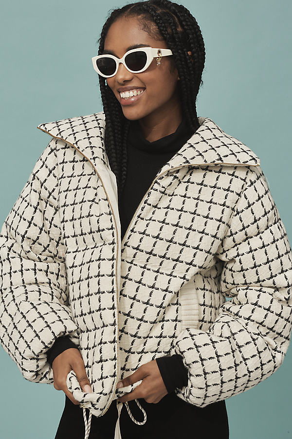 Eugene Check Short Puffer Coat Jacket