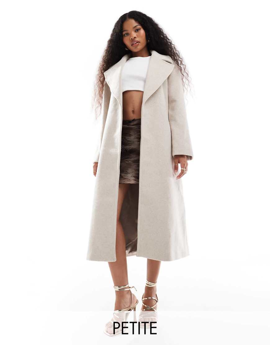 Ever New Petite formal maxi wrap coat in cream-White