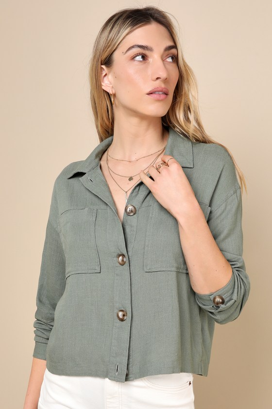 Everyday Enjoyment Olive Green Lightweight Linen Jacket