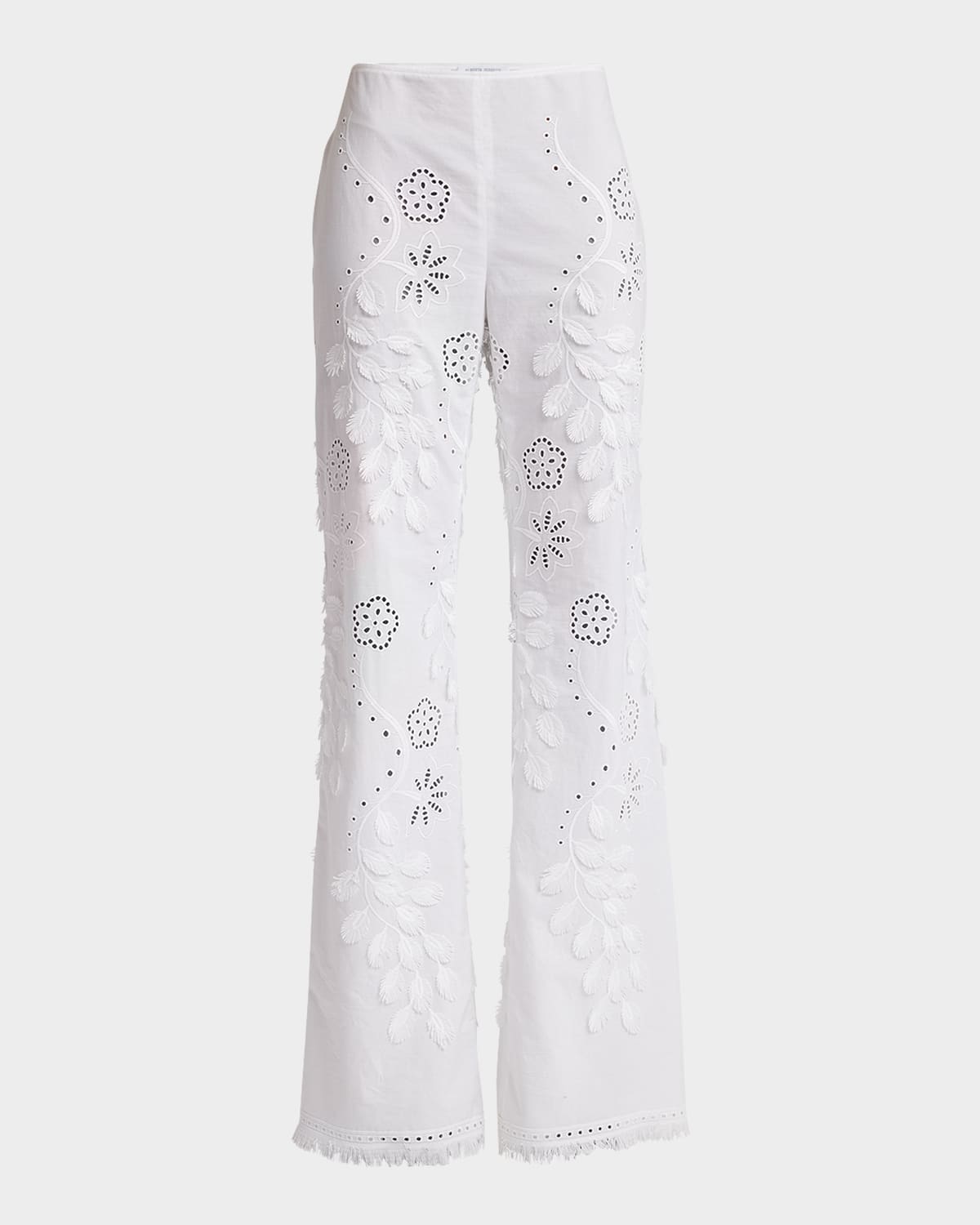 Eyelet Embroidered Flared Trousers