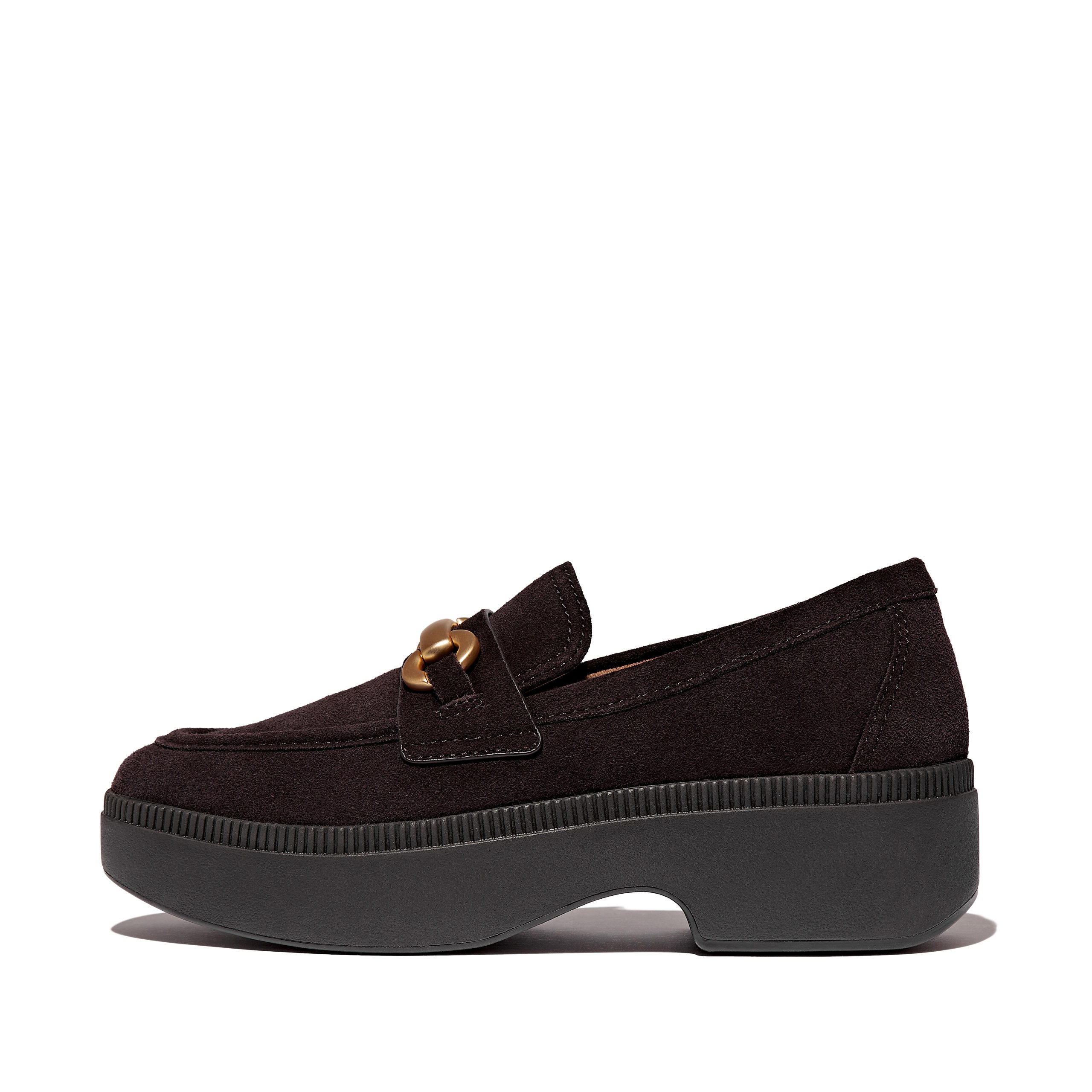 F-LUMA Chunky-Snaffle Suede Demi-Wedge Loafers, Full Price