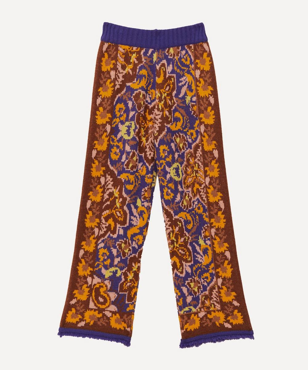 FARM Rio Women's Glam Tapestry Knit Trousers Blue XS