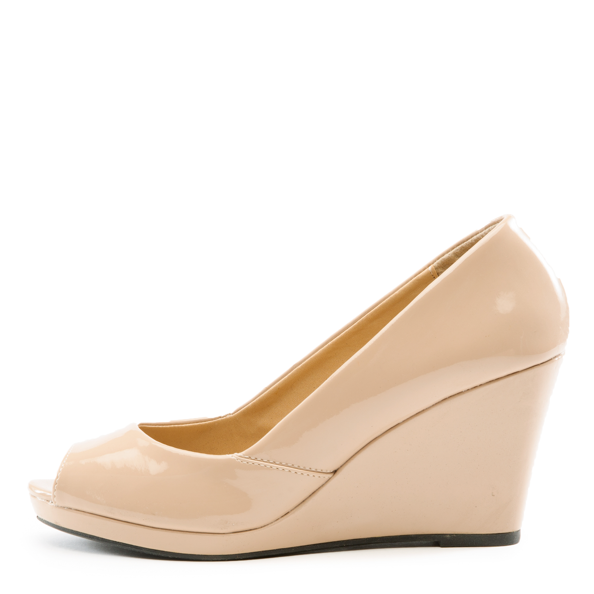 FD Zolio-S Shiny Wedge Heel Nude