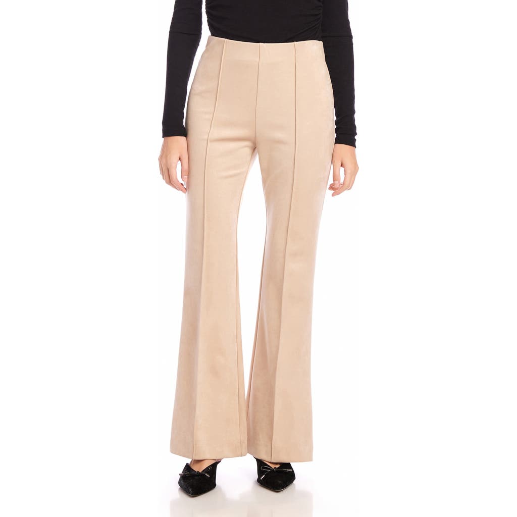 FIFTEEN TWENTY Ellie Pintuck Bootcut Faux Suede Pants in Almond at Nordstrom, Size X-Small