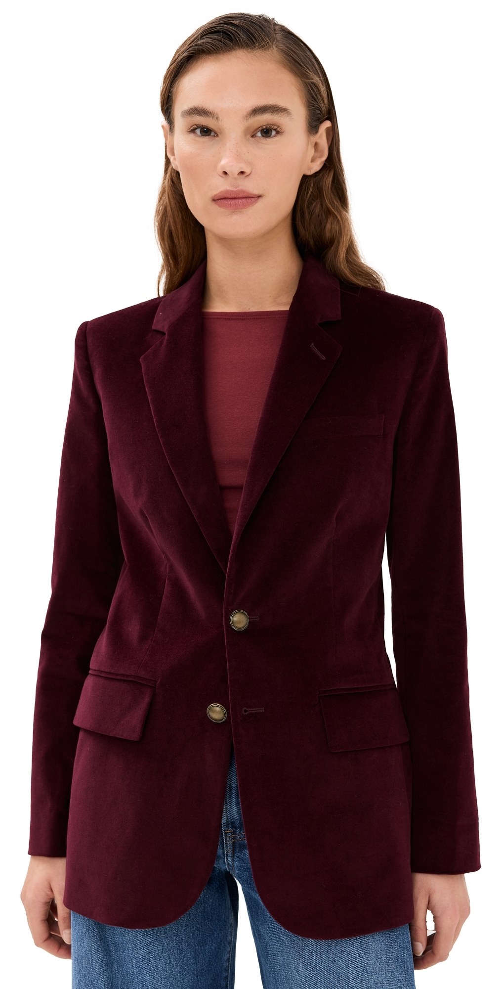 FRAME Everyday Velvet Blazer Wine 12