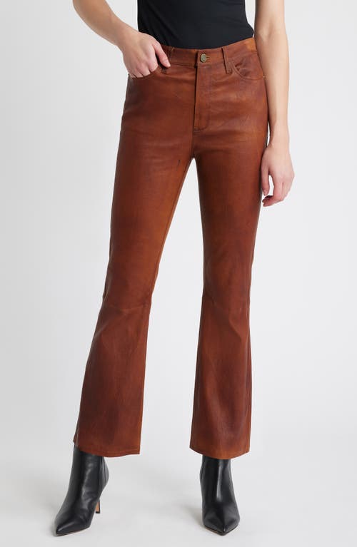 FRAME Le Crop Bootcut Leather Pants in Tobacco at Nordstrom, Size 24