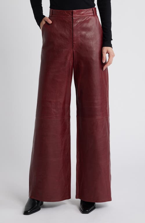 FRAME The Wide Leg Leather Trousers in Syrah Red at Nordstrom, Size 0