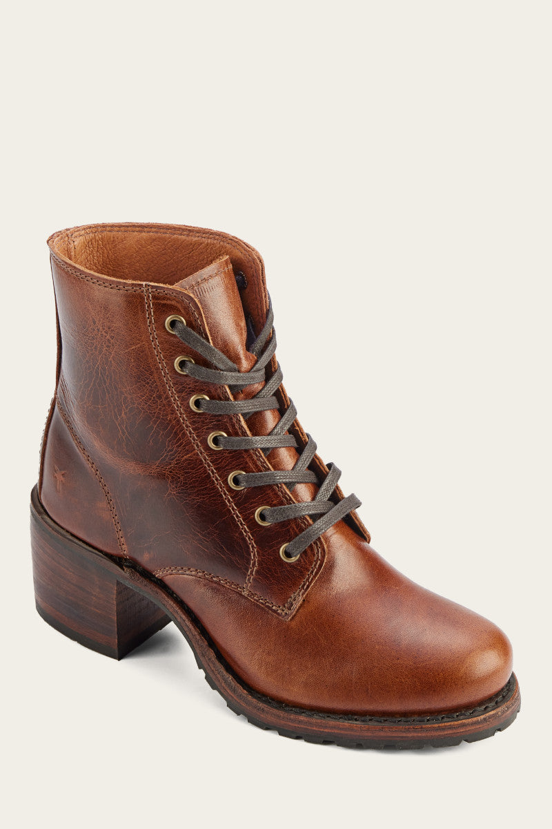 FRYE Sabrina 6G Lace-Up Boots in Cognac - Size 8.5