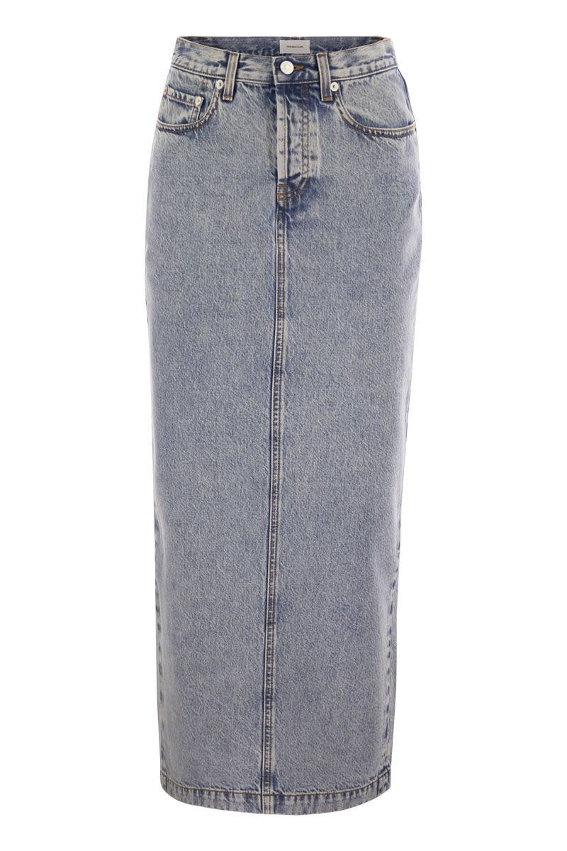 Fabiana Filippi Long Skirt In Marbled Denim