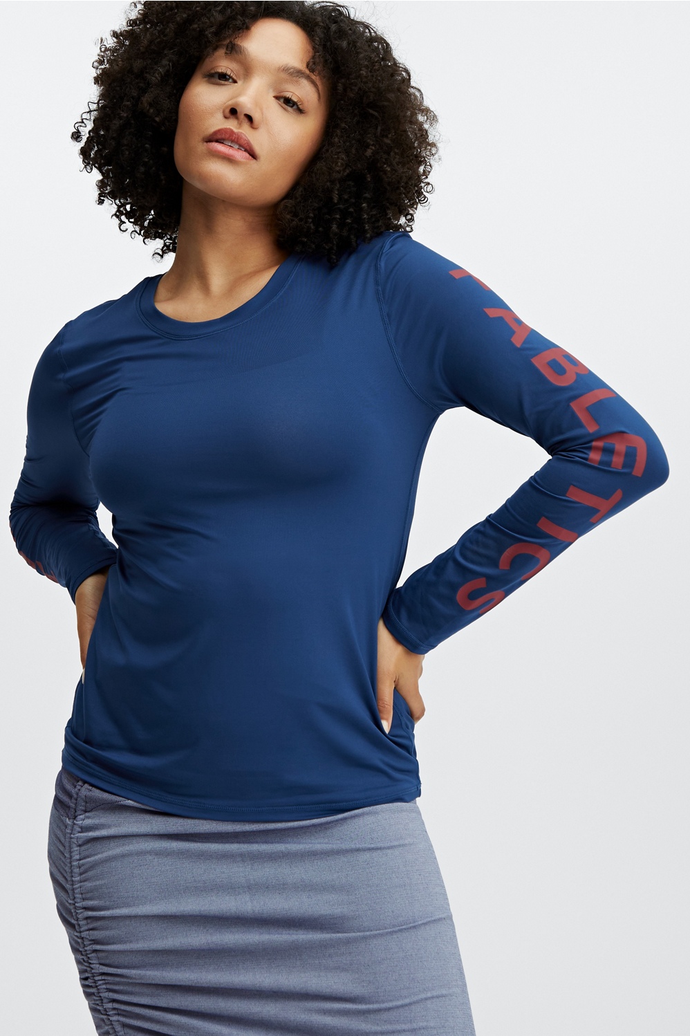 Fabletics Phoenix Lite Long-Sleeve Top Womens blue Size XXS