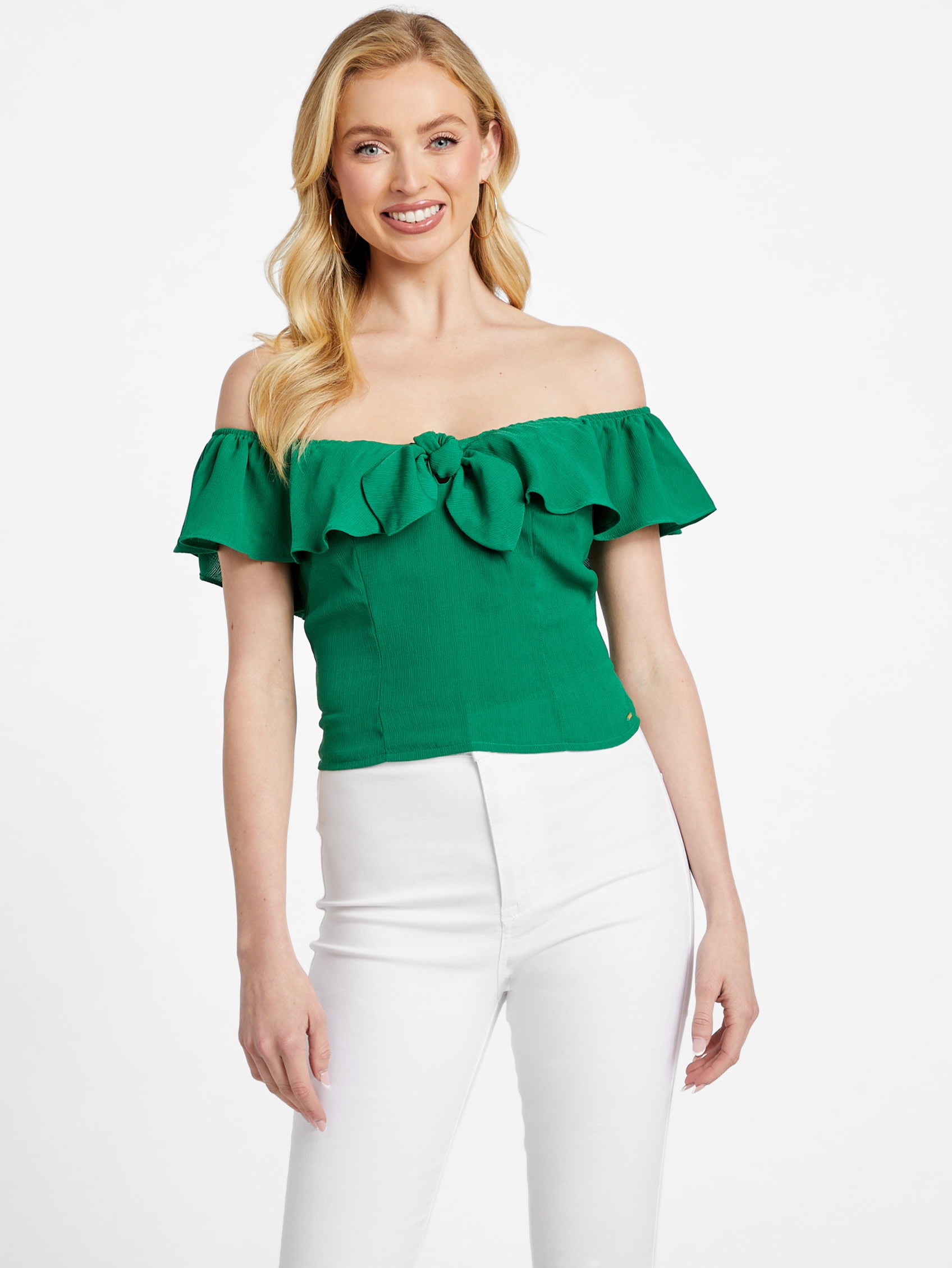 Factory Juno Off-the-shoulder Crop Top