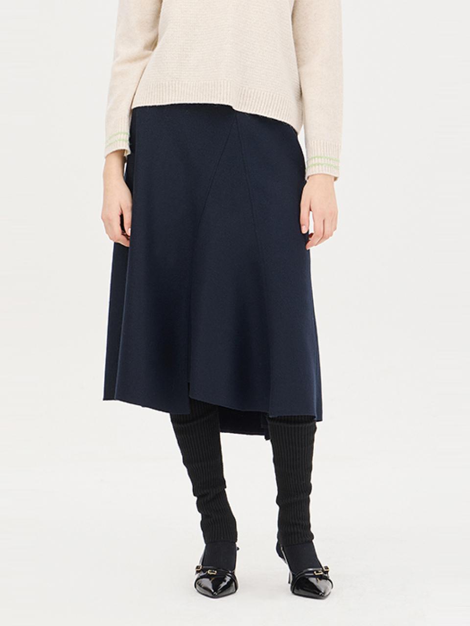 Fair Cut Asymmetrical Flare Skirt (SASK37461DN)