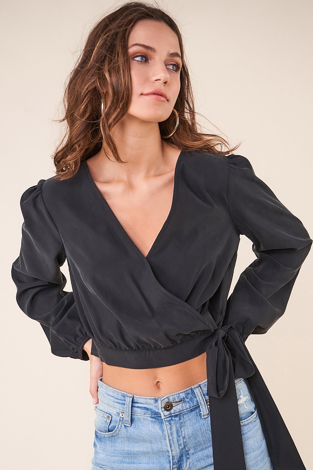 Fairyland Long Sleeve Waist Wrap Crop Top