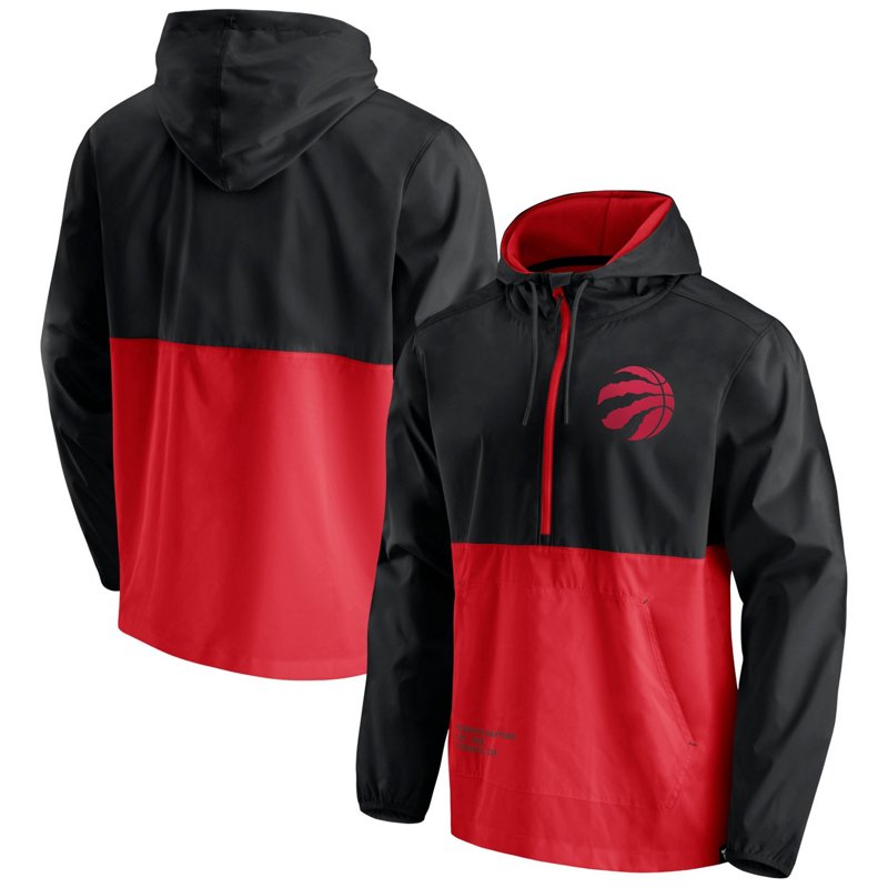 Fanatics Branded /Red Toronto Raptors Anorak Block Party Windbreaker Half-Zip Hoodie Jacket Black, Small - NBA Outerwear Adult/Youth