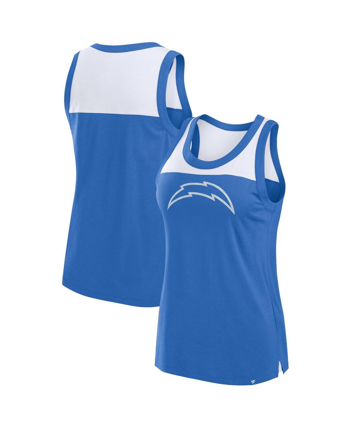 Fanatics Women's Powder Blue Los Angeles Chargers Sequin Tank Top - Powder Blue, White