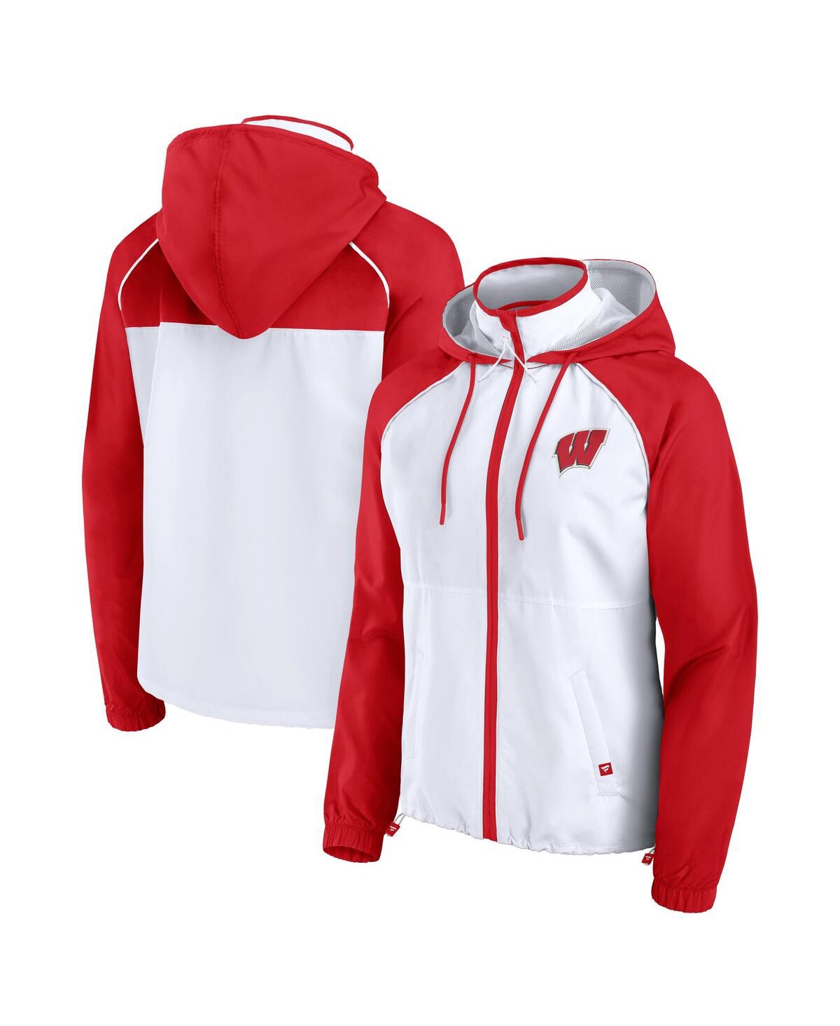 Fanatics Women's White Wisconsin Badgers Full-Zip Anorak Hoodie Jacket - White, Red