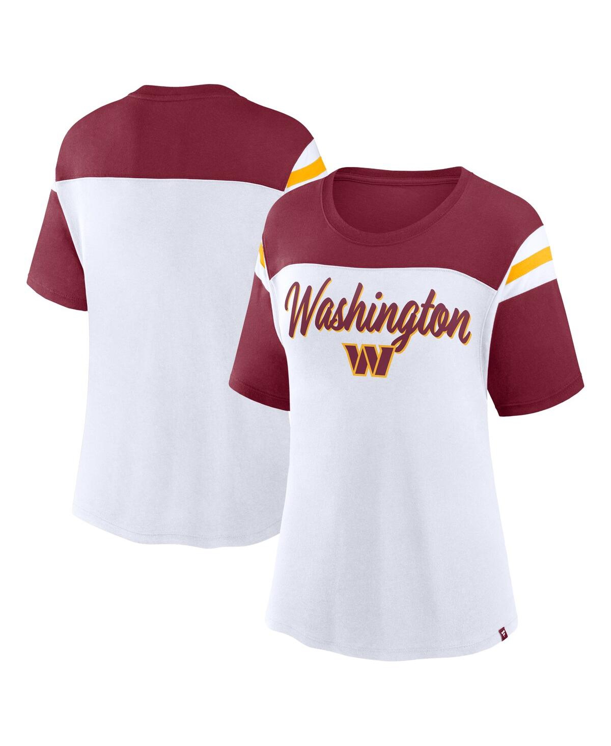 Fanatics Women's White/Burgundy Washington Commanders Cheer Chant Fashion Crop Top - White, Burgundy