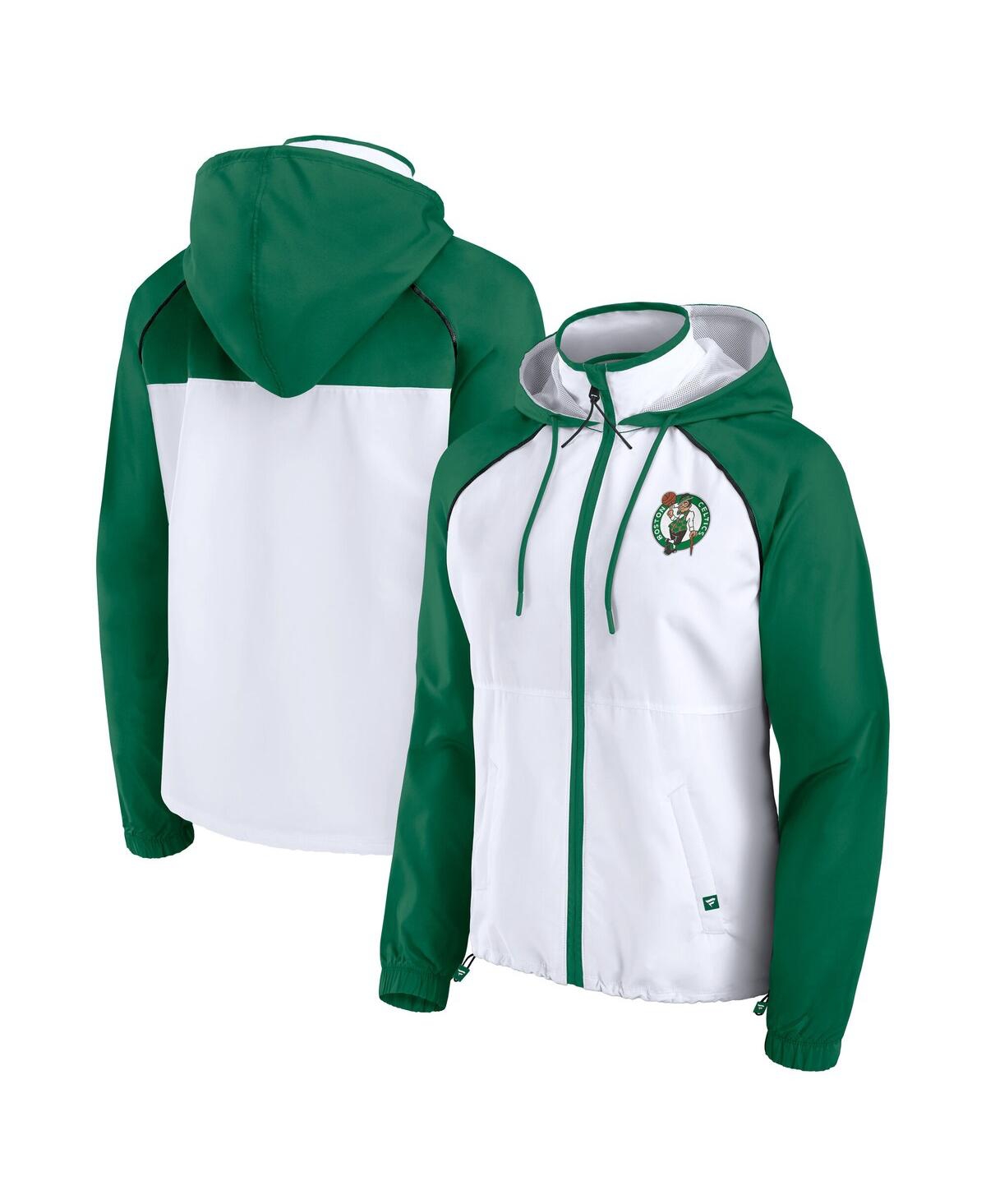 Fanatics Women's White/Kelly Green Boston Celtics Anorak Raglan Full-Zip Hoodie Jacket - White, Kelly Green