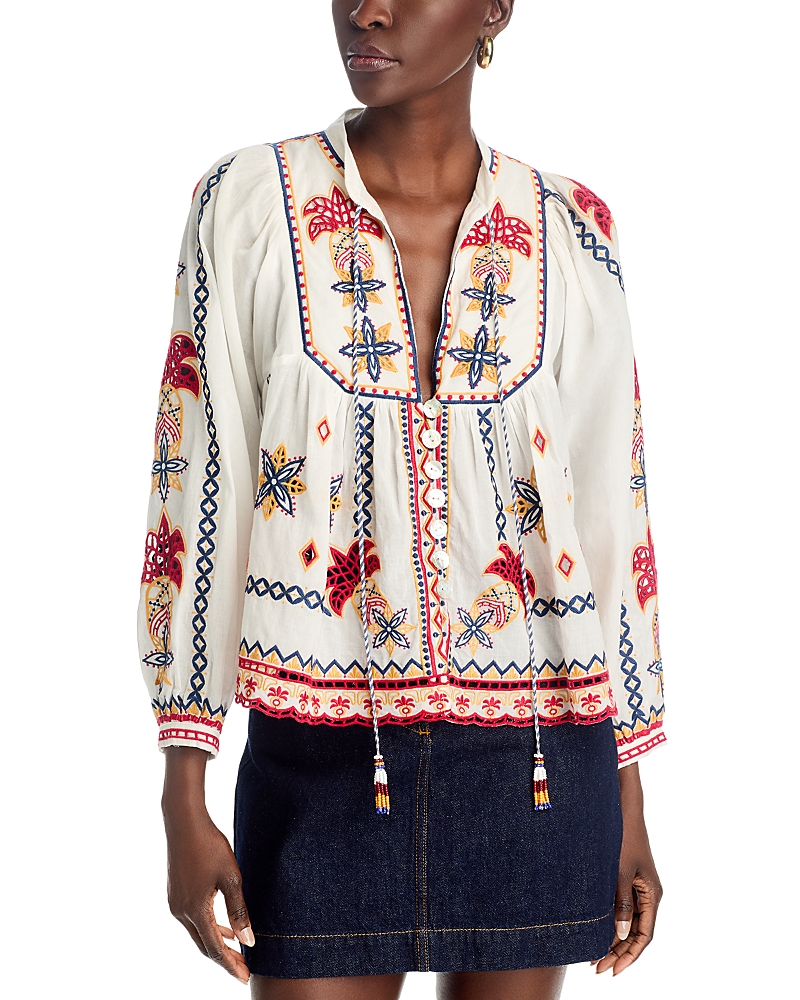 Farm Rio Marys Tiles Embroidered Blouse